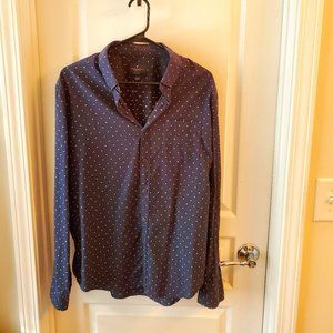 American Eagle Men's Button Down Size Large Blue Pattern